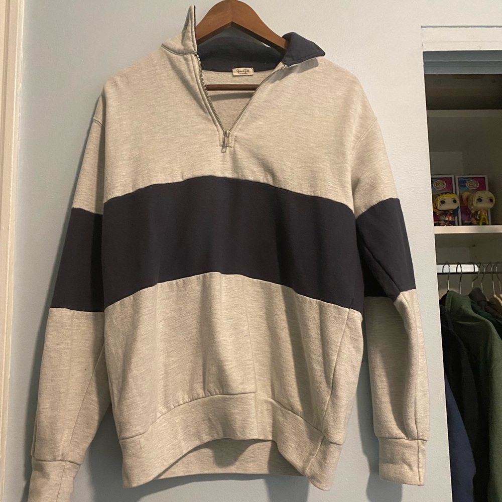 Brandy Melville Striped Quarter Zip Sweatshirt